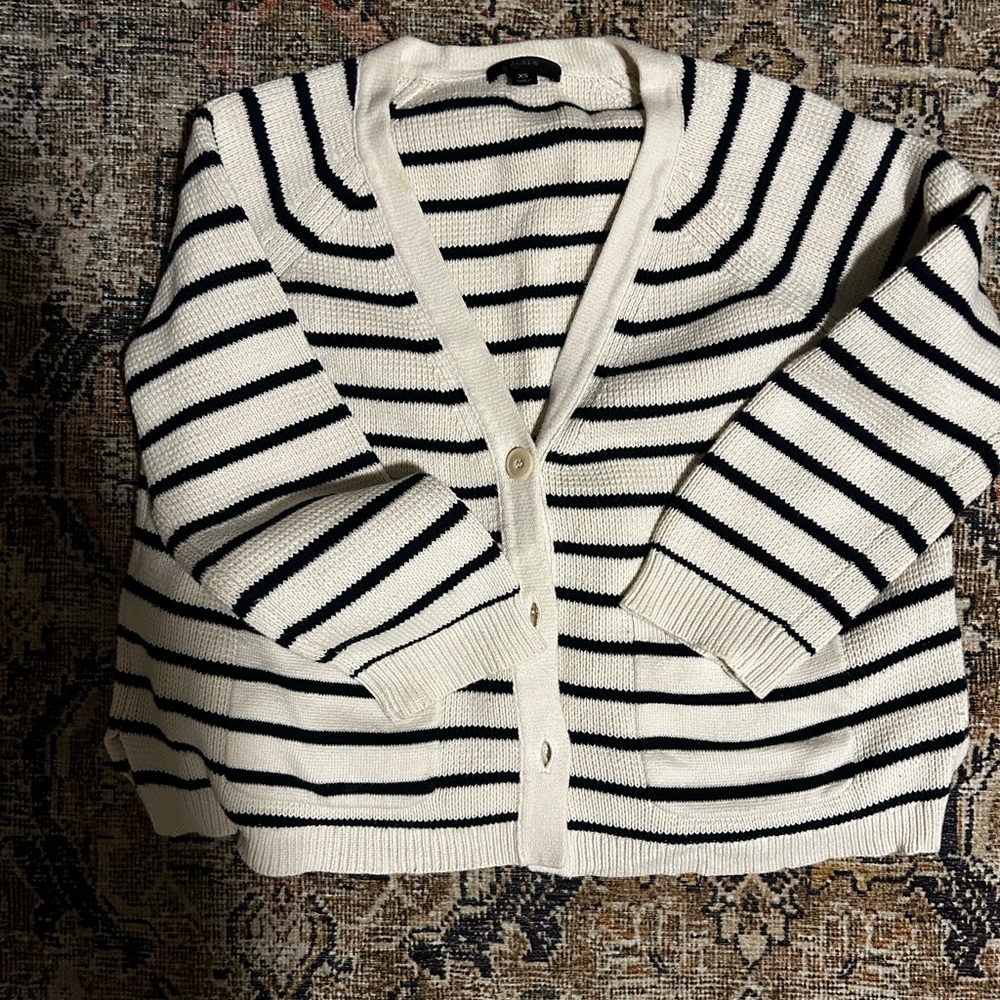 Jcrew Navy and Cream Cardigan